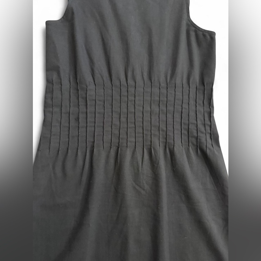 Theory Cotton A-Line Black Sleeveless Boat Neck Midi Dress - Picture 2 of 2